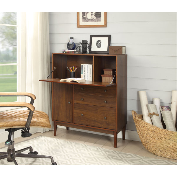 Canora Grey Tabor Solid Wood Armoire Desk Wayfair